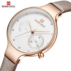 NAVIFORCE женские часы лучший бренд класса люкс Модные женские кварцевые женские наручные часы кожаные водонепроницаемые часы девушка Relogio