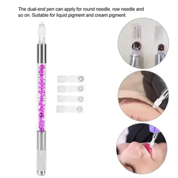 

tattoo needles Tattoo Set Dual-end Eyebrow Tattoo Pen + 5pcs Roller Eyebrow Needles Makeup Tool micro needling pen