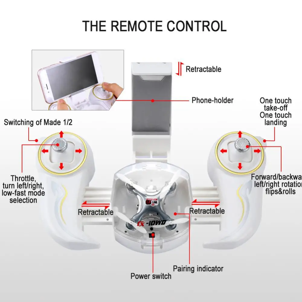 Najtaniej RCtown oryginalny Cheerson CX 10W 4CH 6 Axis Gyro, Wifi dron fpv RTF 3D wywinięcie Mini zdalnie sterowany quadcopter Drone z 0.3MP kamery