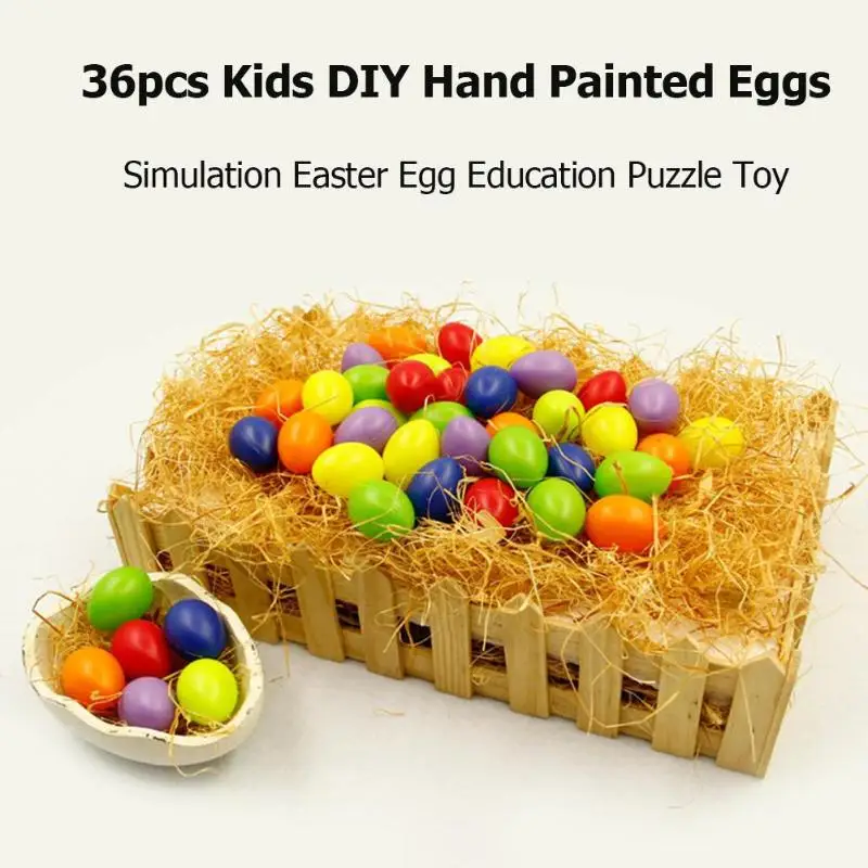 36 шт. искусственные милые дети DIY ручной крашеные яйца красочные Моделирование пасхальные яйца дети пазл развивающий игрушки