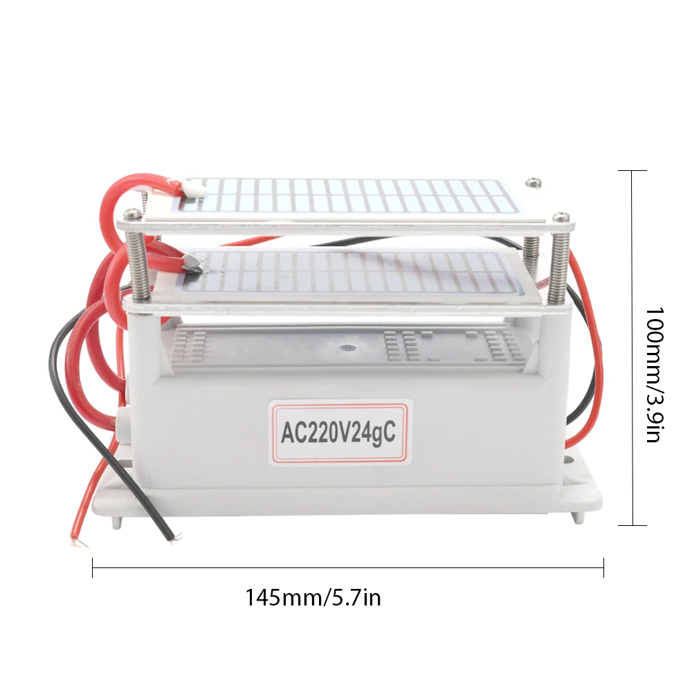 Портативный Керамический озоновый генератор, 220 В, 24 г, длительный срок службы, две таблетки озона, интегрированный пластинчатый очиститель воды, озонатор