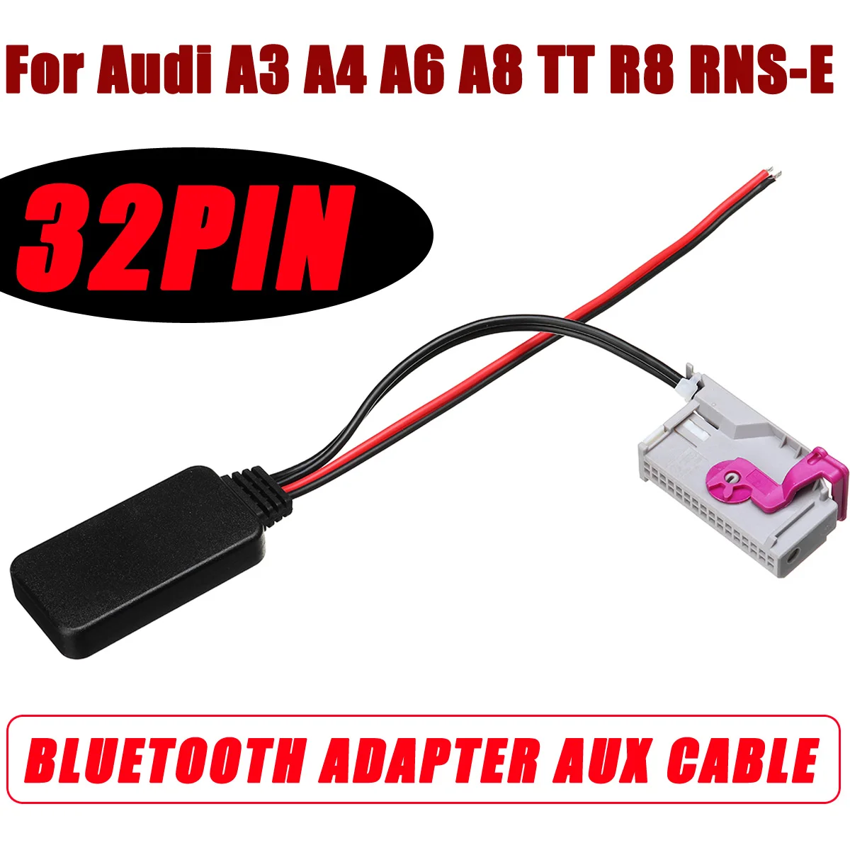 

For Audi A3 A4 A6 A8 TT R8 RNS-E 32Pin Wireless bluetooth Adapter Aux Cable Auto bluetooth Car Kit Music Audio Receiver Adapter