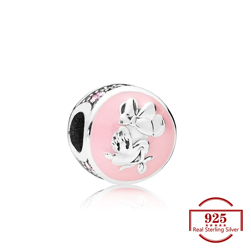 

Pink Round Minnie Avatar Charms Diy Beads Fits Original Charm 925 Sterling Silver Bracelet Women Trendy Jewelry Gift