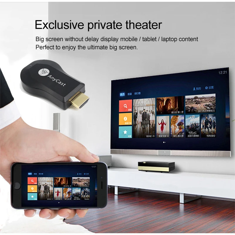 AnyCast M4 Plus беспроводной WiFi Дисплей донгл приемник 1080P HD Интерфейс ТВ палка DLNA Airplay