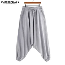 Мужские тайские Широкие штаны в полоску, мешковатые джоггеры с эластичной резинкой на талии, брюки-шаровары с заниженным шаговым швом, ретро, танцевальные штаны для мужчин, INCERUN