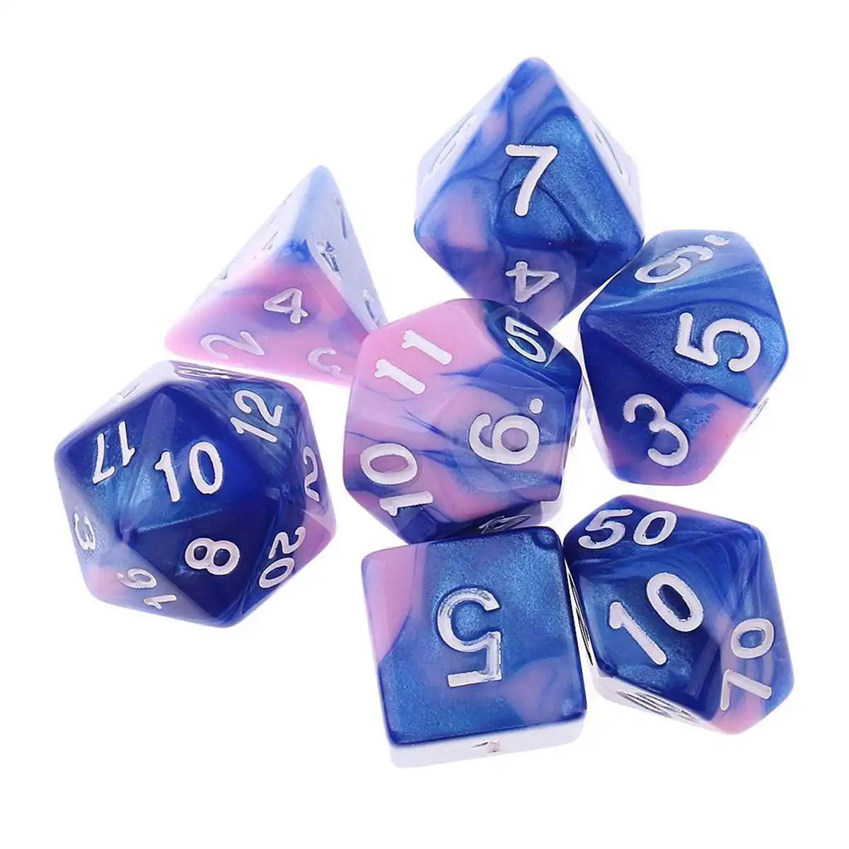 7 قطعة/المجموعة الاكريليك الوردي نرد متعدد الأوجه ل DND RPG MTG لعب دور لعبة مع الأسود قولته حقيبة الترفيه عدد النردات متعة جديد