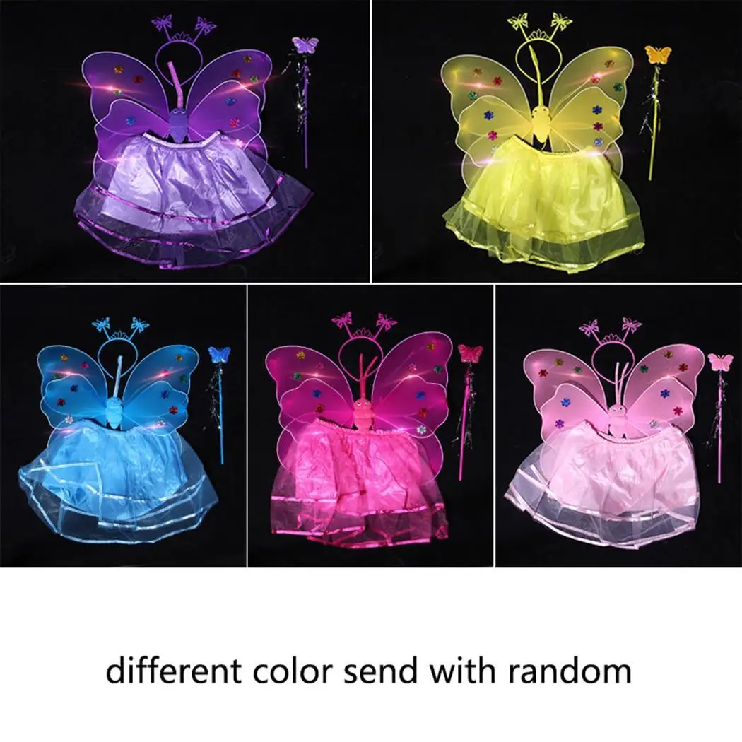 

Kids Butterfly Shape Toys Fairy Wing Wand LED Toys gift Set Girls 3 years old 0.089kg As Picture