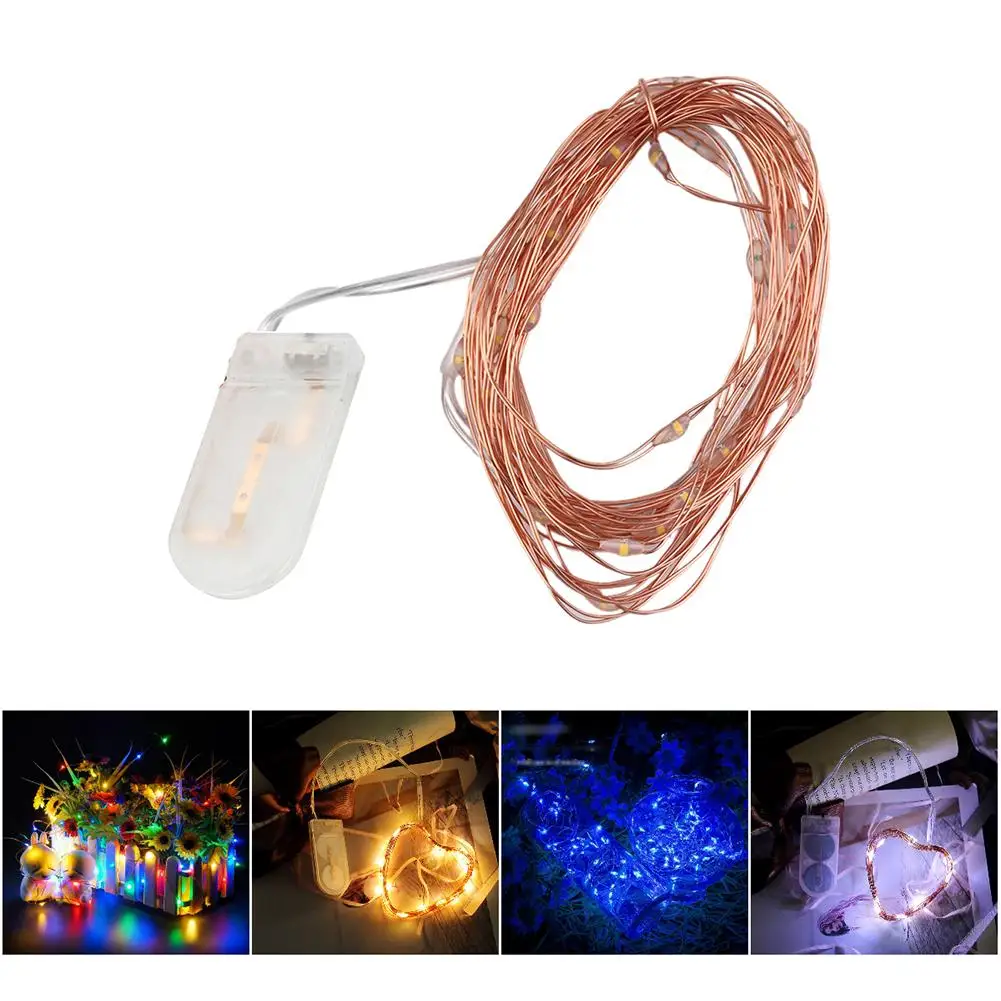 

4 Meters 40 LED Copper Color Line Button Battery Copper Wire Decorative Light String Outdoor Party Garden Garland