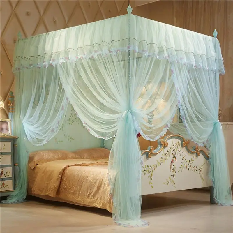 4 Posters Corners Bed Canopy Princess Queen 150*200 mm Mosquito Bedding Net Bed Tent Floor-Length Curtain #5O