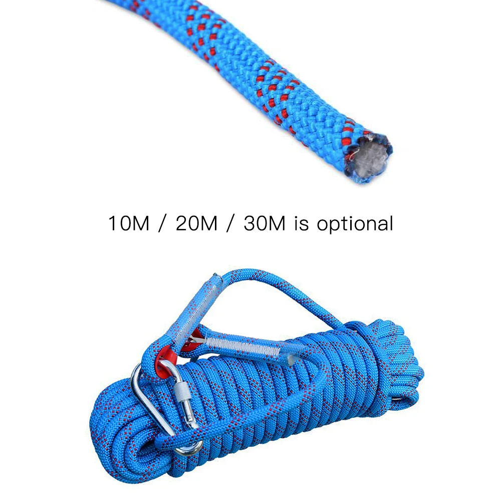 10 м/20 м/30 м 50 нитей Скалолазание Веревка безопасности пожарный спасательный ледяной скалолазание парашют веревка с карабином
