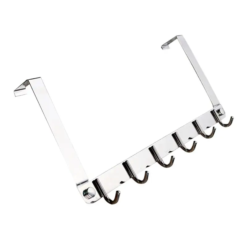1pc Over Door Hook Hanger 6 Hooks Durable Premium Removable Stainless Steel Organizer Storage