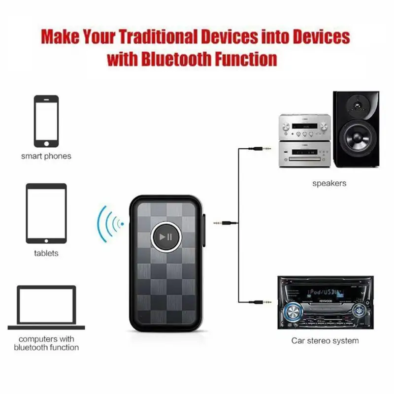 ALLOYSEED Mini Bluetooth Receiver 3 5mm AUX Music Audio Receiver Handsfree Call Adapter With Audio Cable For Car Headphone TV PC