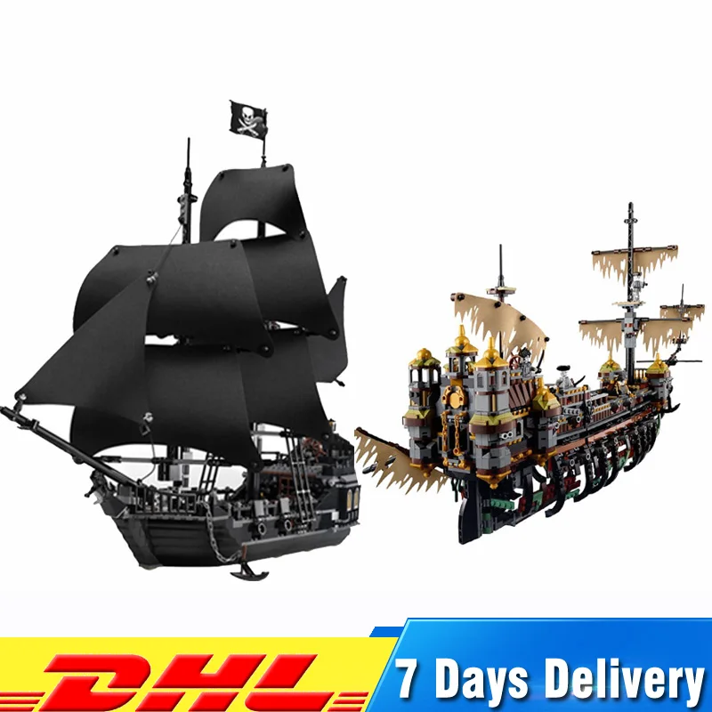 

Pirate of The CaribbeanThe Slient Mary Set+The Black Pearl Ship Model Building Blocks Compatible LegoINGlys 71042 4184 Bricks