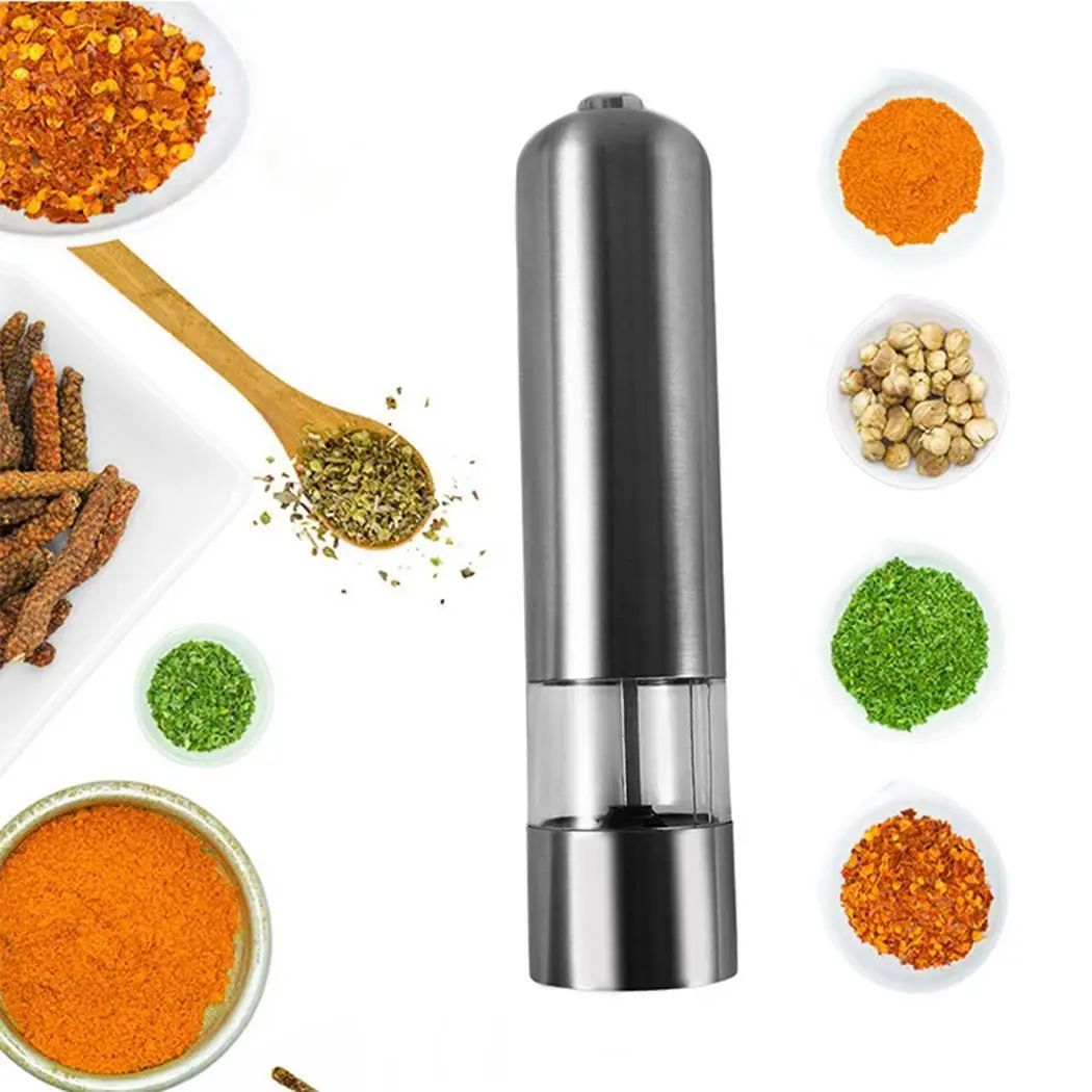 

Electric Pepper Grinder Automatic Electric Induction Seasoning Pepper Grinder with Lights Kitchen Black Tools 5.3 x 22.3cm