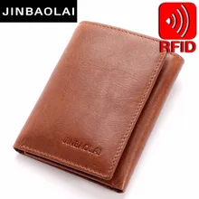 Мужской кошелек из натуральной кожи, маленький мужской кошелек на застежке, мужской кошелек Portomonee, короткий держатель для карт, брендовый Perse Carteira для Rfid, 3 сложения, кошельки