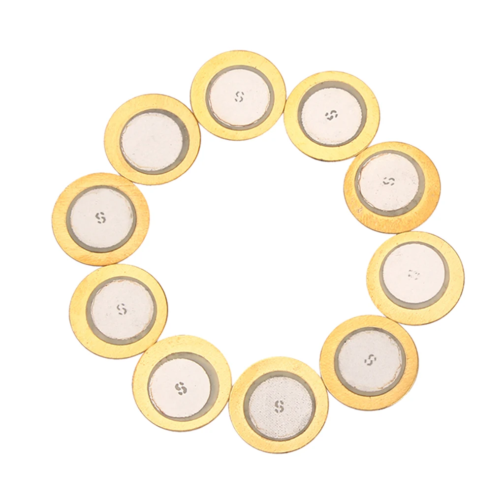 

10 Pieces Copper Piezo Elements Sounder Sensor Trigger Drum Disc DIY Guitar Drum Microphone Violin Mandolin 35mm