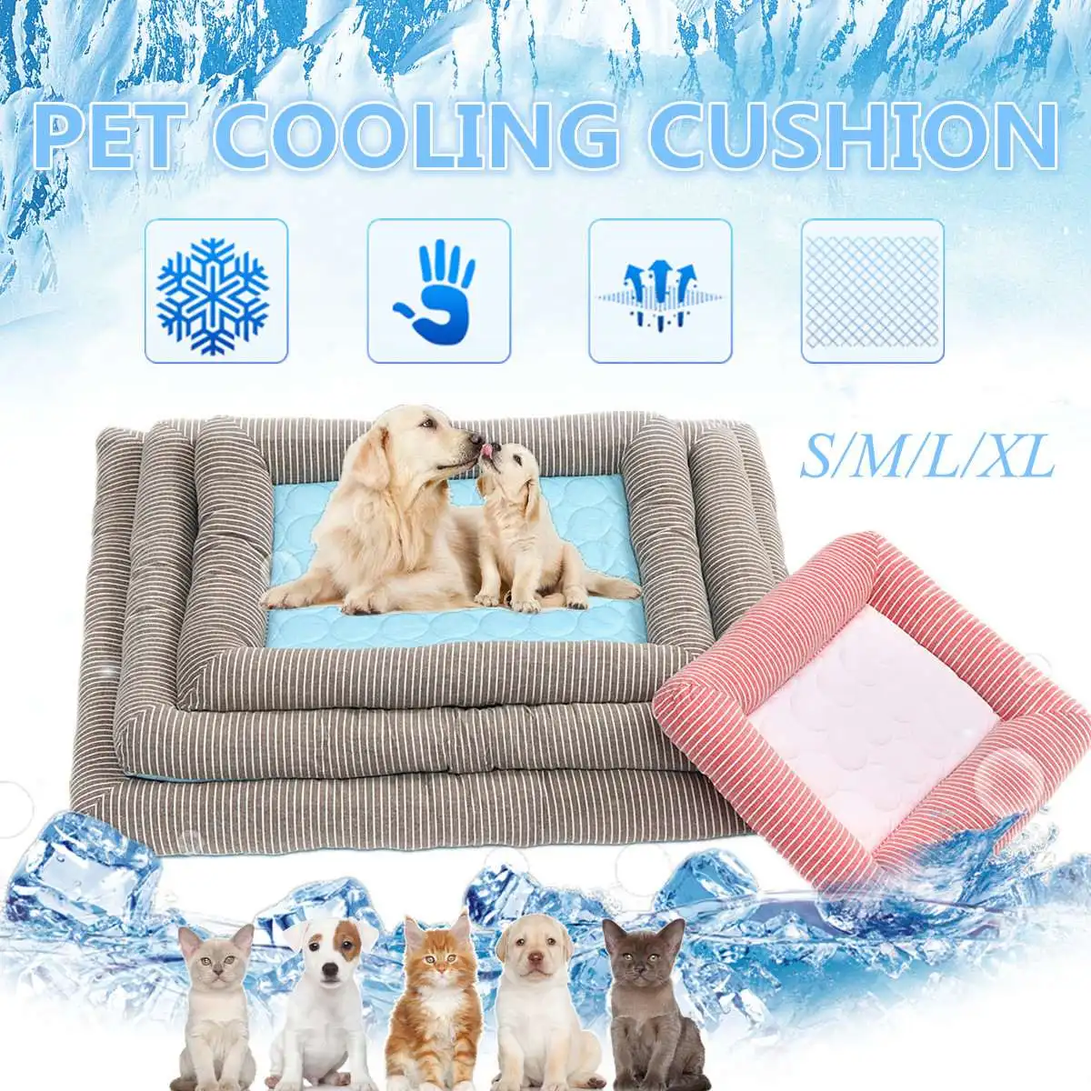 Summer Bed Puppy Soft Cool Ice Silk Kennel Mat Pad Pets Dog Cat Cooling