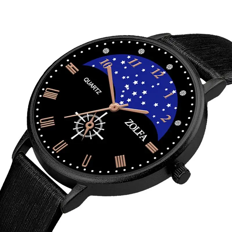 

ZOLFA Women Watches Top Brand Luxury Special Design With Star And Diamond Fashionable High Grade Black Quartz Watch For Ladies