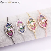 5 шт. ZYZ330-2738 красочные глаза браслеты циркониевый камень CZ Проложили Звено Цепи Регулируемый Браслет Модные ювелирные изделия