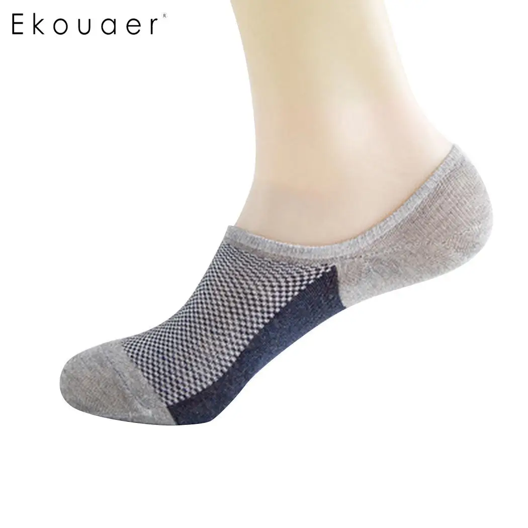 Ekouaer 5 пар/лот Мужские дышащие невидимые хлопковые носки нескользящая Лодыжка