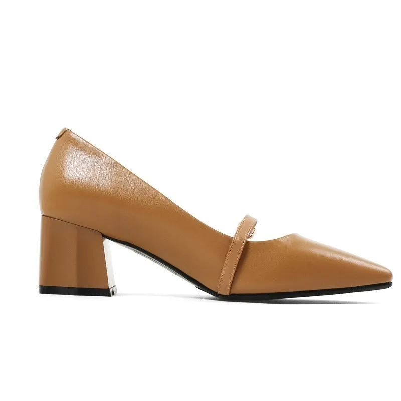 Femme Janes Pointu Hauts Beige Yougolun Dames Femmes Caramel Beige Pompes Partie Cuir En Mary Véritable Talons Chaussures caramel Nouveau Boucle B314 Bout 5TvxZv