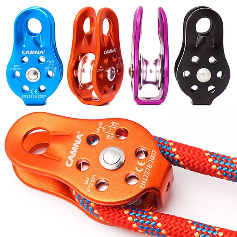 Climbing Rope Pulley Outdoor Survival Equipment Fixed Single Aluminum Alloy Pulley Mountaineering Rappelling Climbing Equipment