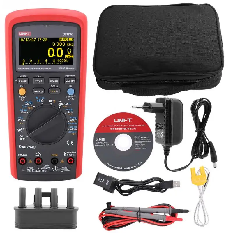 

UNI-T UT171C Digital Multimeter LCD Screen Industrial True RMS Digital Multimeter 60000 Counts EU Plug AC220V