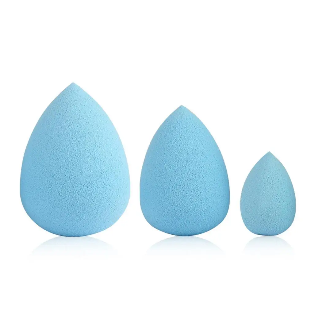 

3Pcs Foundation Sponge Water Drop Shaped Powder Puff Rose Red, Purple, Blue, Black Casual Cosmetic Puff