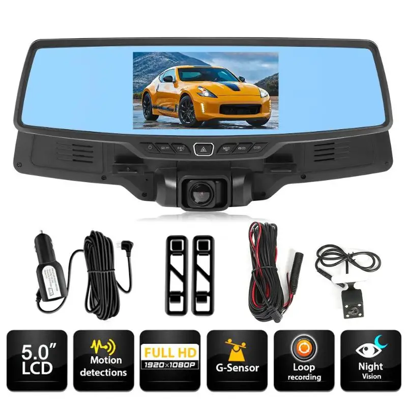 

VODOOL 5 Inch Car DVR Camera Rearview Mirror Novatek 96655 Dual Lens Starlight Night Vision Dash Cam Digital Video Recorder New