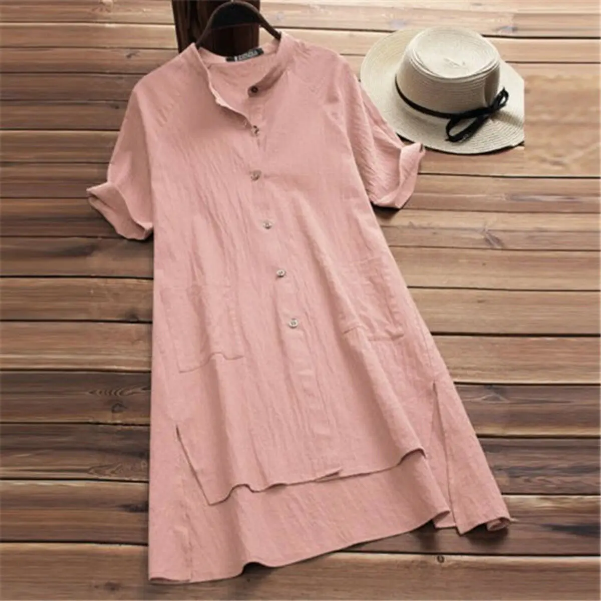 Plus Size Women Summer Short Sleeve Shirt Dress Ladies Casual Loose Solid Button Mini Dresses Plus Size Women Summer Short Sleeve Shirt Dress Ladies Casual Loose Solid Button Mini Dresses