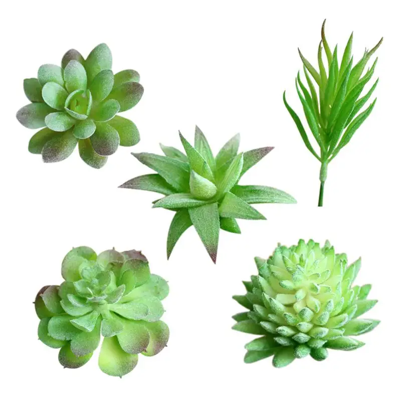 

5PCS Mini Assorted Green Plant Faux Artificial Succulent Plants Emulational Cactus Plants for Office Home Table Desk Garden