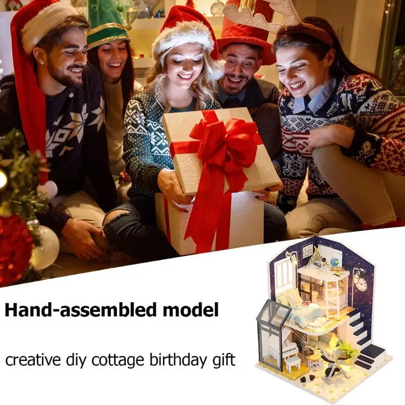 Dollhouse Wooden Handmade Assembled Building Miniature Furniture Doll House Educational Toys Doll Model for Child Dropshipping