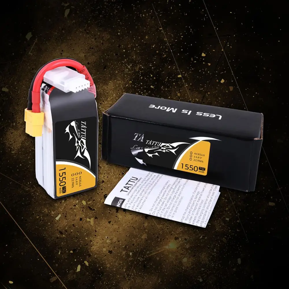 Литий полимерный аккумулятор Tattu 75C 14 8 в 1550 мА/ч Lipo XT60 с разъемом FPV гоночный