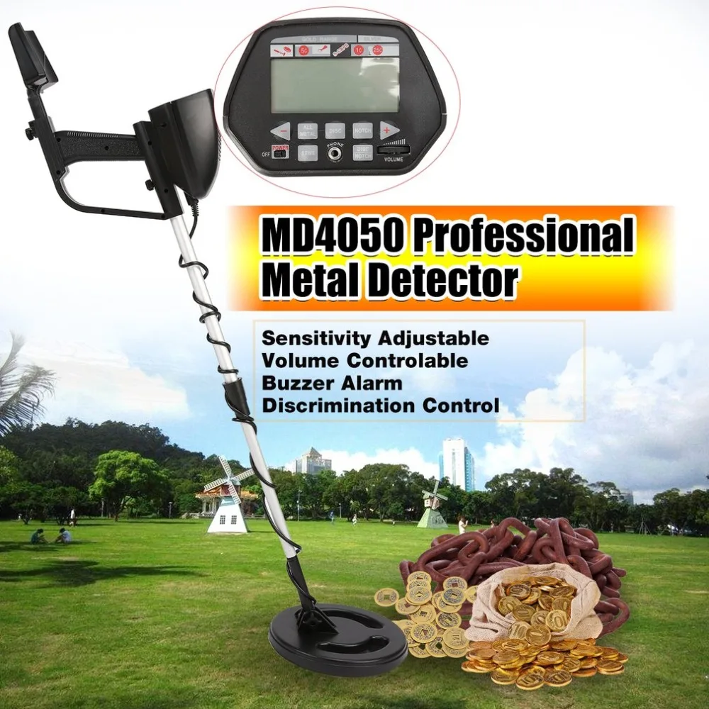 

MD4050 Professional Portable Underground Metal Detector Handheld Treasure Hunter Gold Digger Finder LCD Display