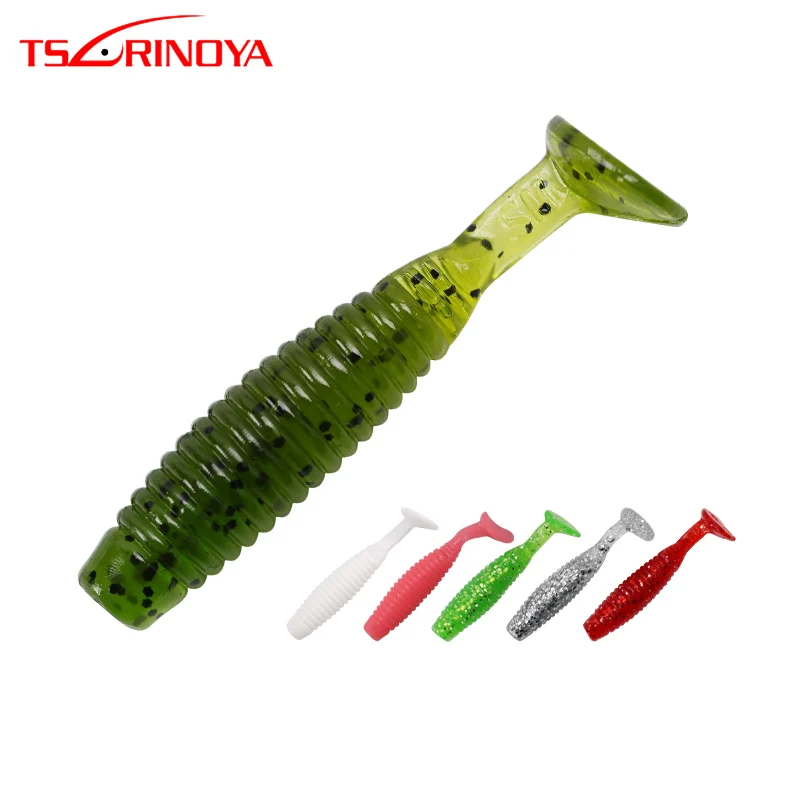 

TAURINOYA Fishing Lure Dance 45mm 1.4g/60mm 3.2g T tail soft bait 6Colors Artificial Soft Lure With the smell of fishy