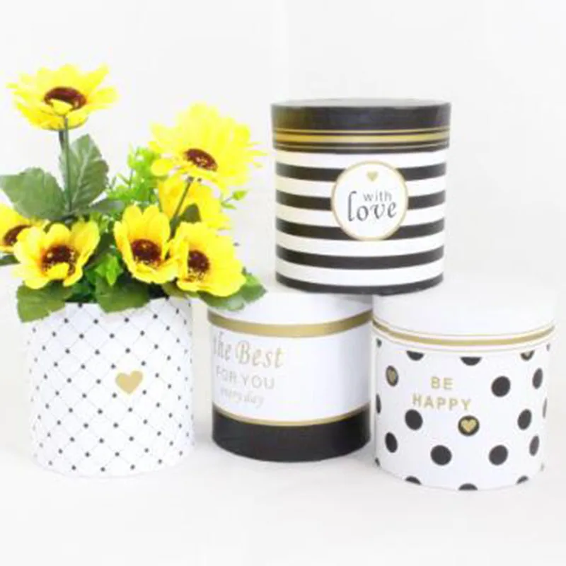 

Creative Handheld Bouquet Flower Box Round Paper Florist Box Flower Plant Package Boxes High Quality