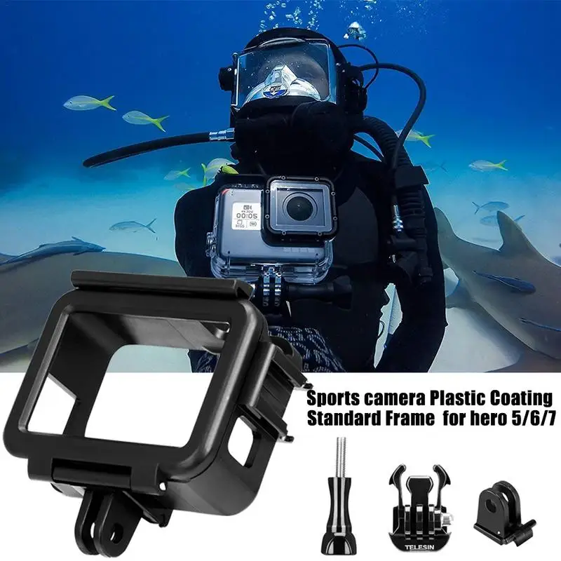 

TELESIN Vertical Protection Frame Sports Camera Portable Standard Plastic Frame Case Cover for Hero 5/6/7 Black Camera
