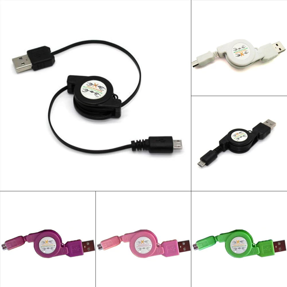 

Hot New Micro USB A to USB 2.0 B Male Retractable Data Sync Charger Cable for android system cell phones