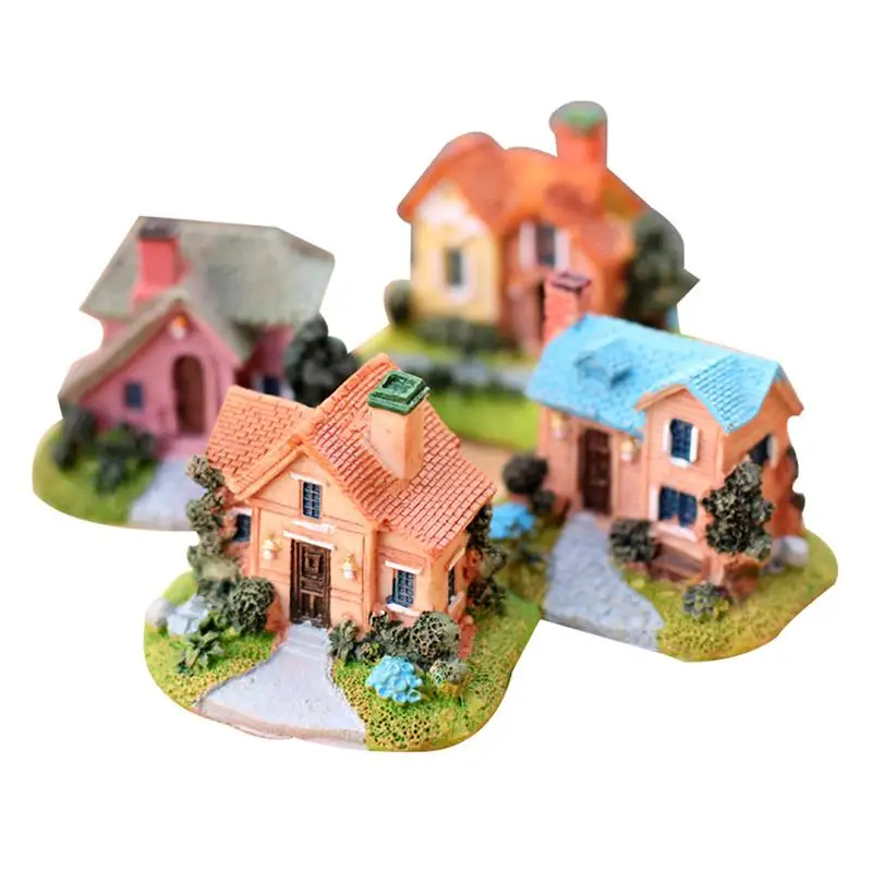 

1pc Micro Landscape Ornament Decorative Resin Miniature Micro Landscape Small House Mini Villa Prop for Home Garden