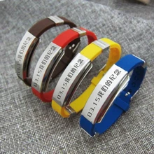 Multicolor Personalized Bracelet For Men Women Black Silicone Bracelets Stainless Steel Custom Engraved Jewelry Simple Design personalized stainless steel black silicone men bracelet gift men s id bracelets for man male jewelry custom engraved name
