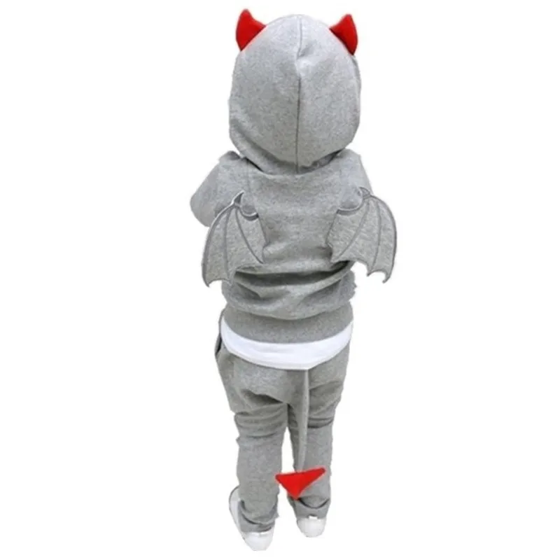 

Spring Autumn Kids 2 PCS Clothing Set Full Sleeves Devil Hoodies With Fly Wings Pants With Long Tail Children Baby Tracksuits