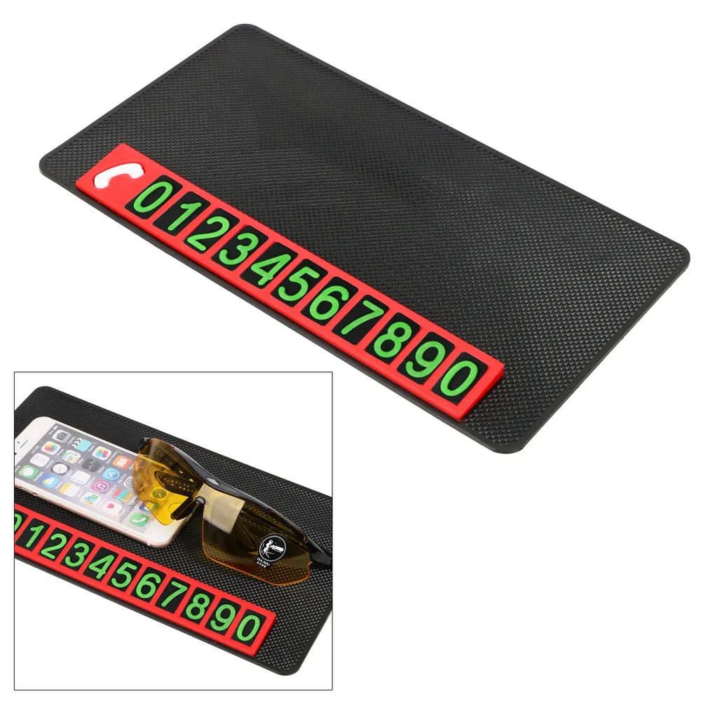 

2 in 1 Car Anti-Slip Mat with Temporary Parking Card Anti Slip Mat For Coin Sunglass Holder Silicone Phone Holder GPS Sticky Pad