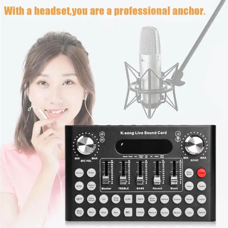 

Studio Audio Microphone Webcast Entertainment Streamer USB External Live Sound Card For IOS Android Phone and PC