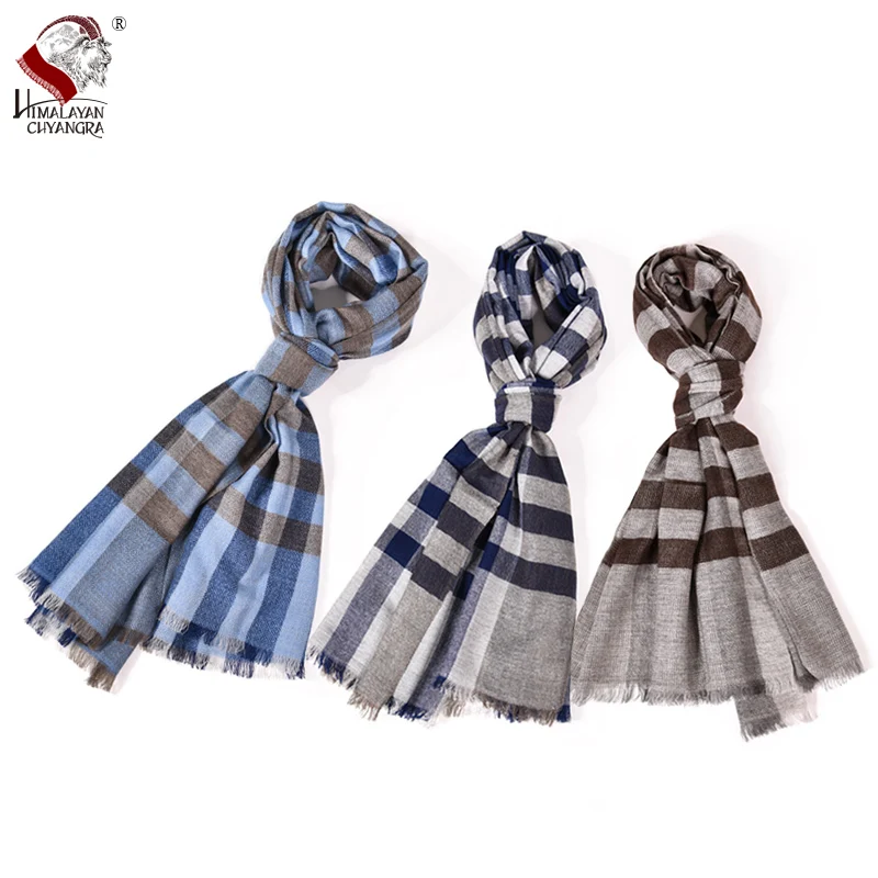 Кашемировый шарф шаль синий серый в клетку сделано в Непале премиум качества
