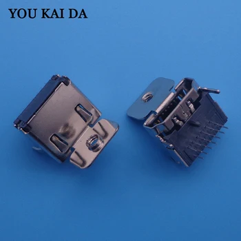 

19 pin HDMI Jack Female Socket interface connector 90 degree 3 rows pin (7pin+6pin+6pin) With fixed screw holes 10pcs