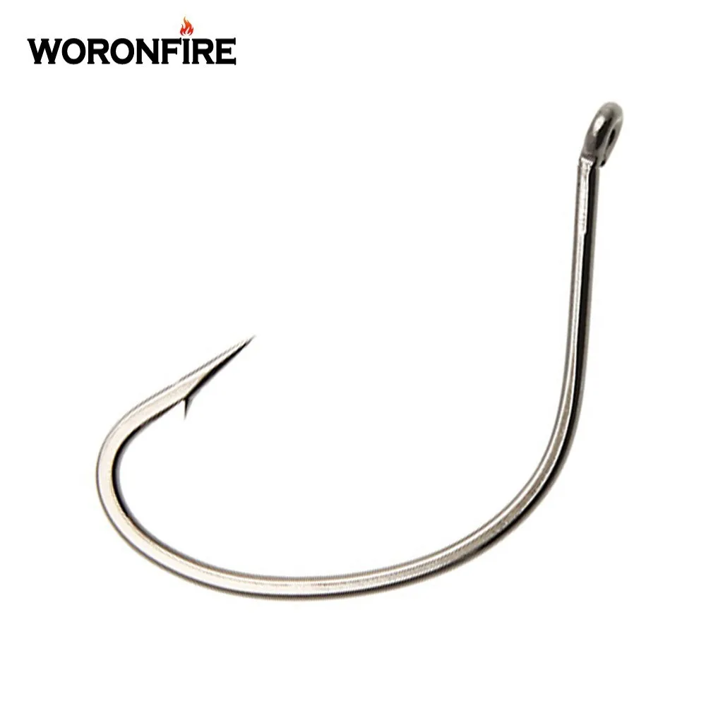 

10pcs/lot Wide Gap Worm Hook High Carbon Steel 2/0# 1/0# 4# 3# 2# 1# Sharp Barbed Wacky Fishing Hook For Soft Bait New 2019