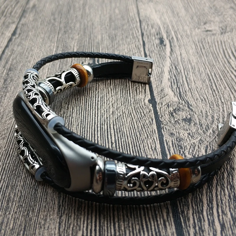 Ремешок для часов Xiaomi Miband3 ретро браслет из натуральной кожи кожаный ремешок Mi Band