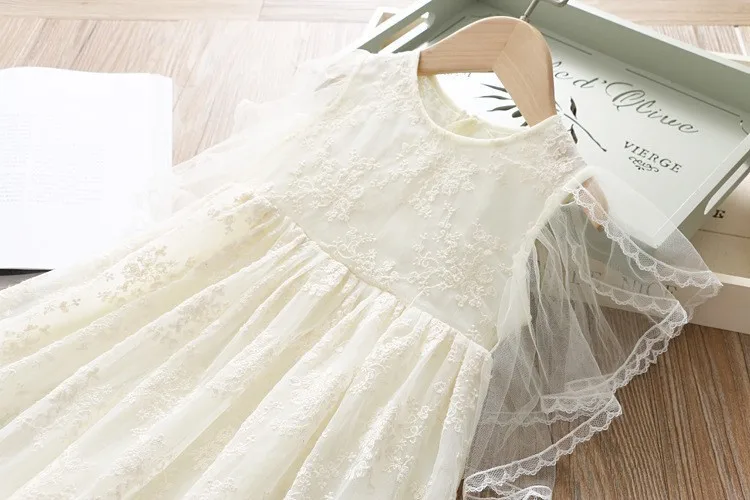 Кружевное платье для маленьких девочек; кружевное платье с оборками для свадьбы; однотонные летние детские платья; вечерние платья; детская одежда; YB