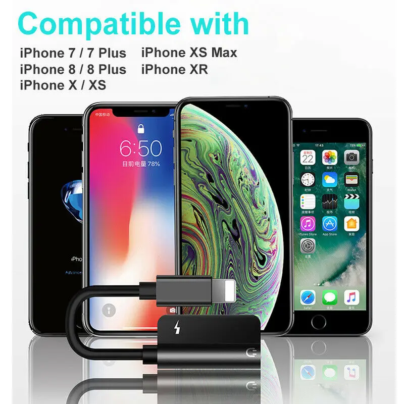 Новинка 2019 для iPhone X 7 8 Plus Аудио двойной адаптер сплиттер наушник разъем наушников