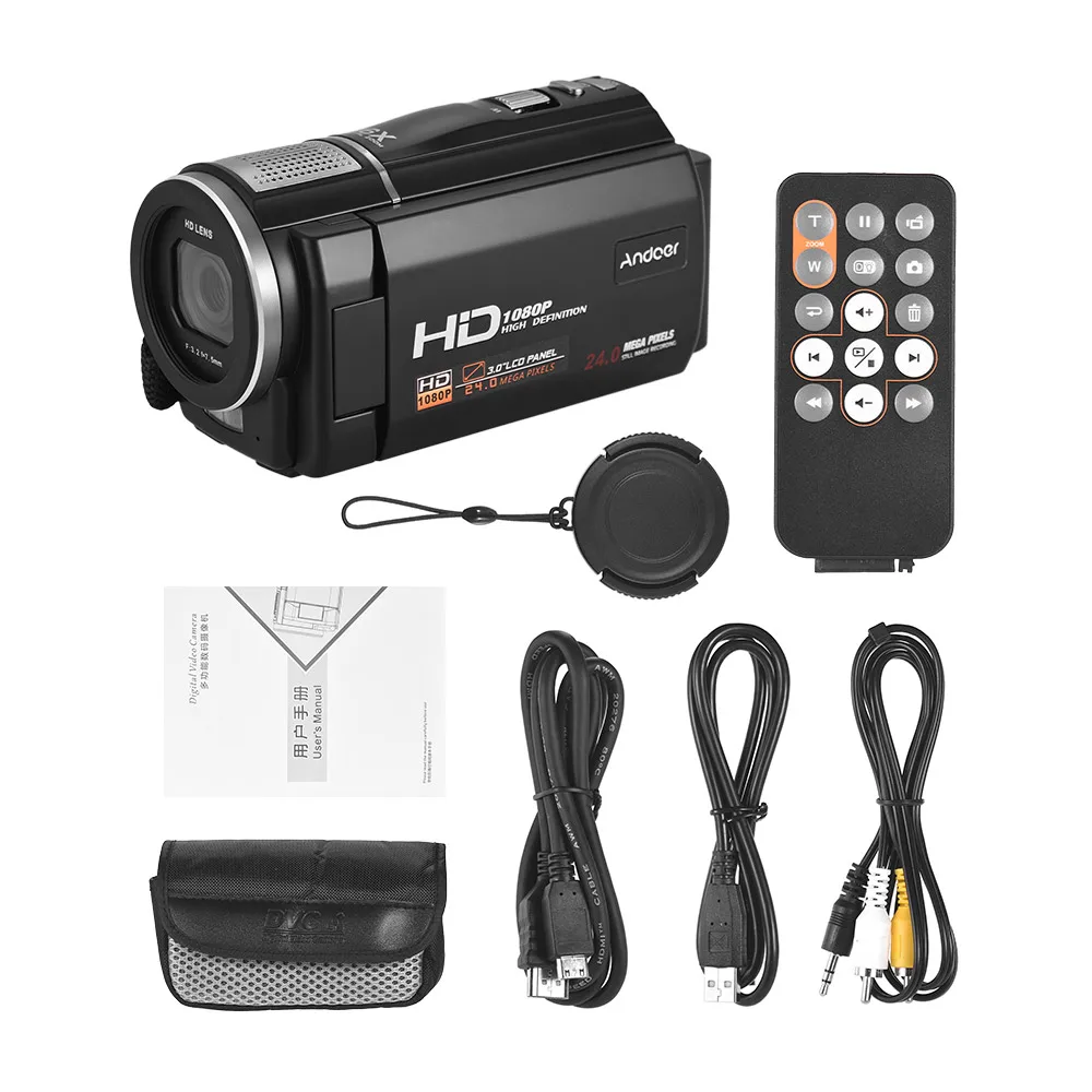 Andoer HDV F5 1080P Full HD Цифровая видеокамера DV рекордер 24MP 16X цифровой зум ЖК дисплей